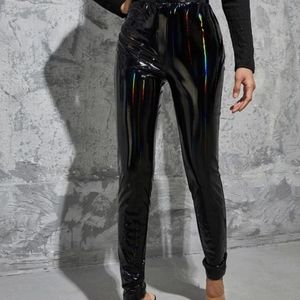 New Womens holographic pu leather/latex pants.